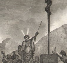 1800 Old Testament Engraving Brass Serpent Moses Israelites Bible