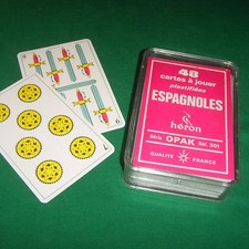 Ancien jeu de cartes espagnol HÉRON 48 cartes complet hombre scopa latin VINTAGE