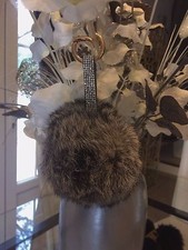 BIJOUX SAC A MAIN PORTE CLES POMPON ECUREUIL ET STRASS FOURRURE SYNTHETIQUE 
