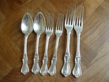 SOLID SILVER CUTLERY MINERVA 1st TITLE FORKS SPOONS 374gr ROCK