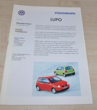 1998 Volkswagen VW Lupo Brochure Prospekt FR Edition 09/98