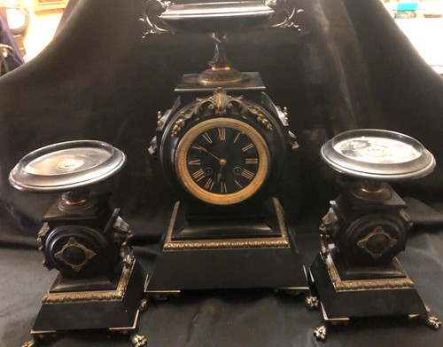 Pendulum clock fireplace trim - clock,