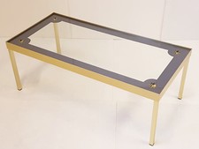 VINTAGE ALUMINUM GOLD & GLASS STAR COFFEE TABLE 1960s 60s 60s 60s