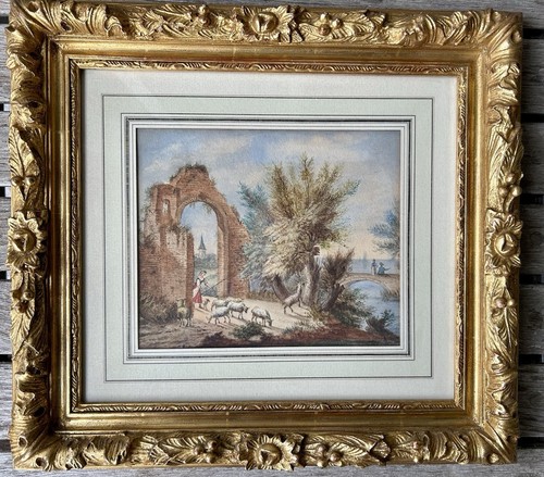 18e superbe aquarelle - s, scène