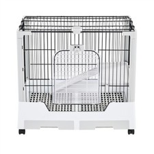 Cage pour Lapin Roulante à 2 Niveaux Cage pour Petits Animaux avec Plateforme