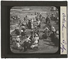 Ostend, Belgium, beach, swimming, photo glass plate, positive 8.5x10 cm