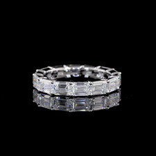Lab-Grown 4.14 Carat Emerald D-VVS2 Diamond 14K White Gold Eternity Band Eternit