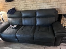 Black reclining large Italian leather couch & love seat