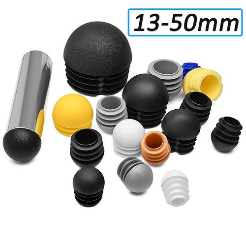 Round domed end caps - round, ribbed