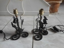 lot de 2 pieds de lampe en fer forgé