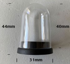 A SMALL PLASTIC DISPLAY DOME & BLACK BASE.  SUBBUTEO TABLE FOOTBALL. DOLLS HOUSE