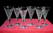 VAL SAINT LAMBERT HAFNIA CRYSTAL WATER GLASSES ART DECO SPRING SIZE