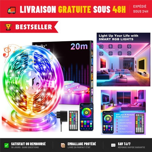 Ruban led 20m rgb bluetooth - led,