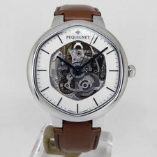 PEQUIGNET Watch 4470413/SQ Hexagon White Skeleton Automatic 41mm SS Mens 