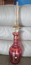 old very large red and gold bohemian crystal bottle 67.5 cm high