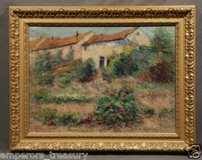 Impressionistic Garden Landscape Oil Painting signed Victor Charreton (FRENCH)