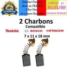 2 balais Charbon 7 x 11 x 18mm Pour Meuleuse Bosch Makita Hitachi