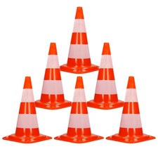 Cône de signalisation routière cône de chantier orange blanc 47 cm 6 pièces