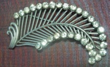 ancienne BROCHE PLUME argent