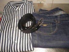 chemise XL MASSIMO DUTTI,jean BEXLEY 44 CM ,ceinture cuir 120 cm