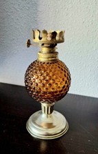 Amber Metal and Glass Oil Lamp Stand (Without Wick)