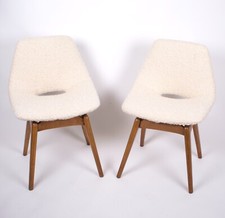 pair of Guariche Amsterdam mid century chair edited by steiner 1954 boucle