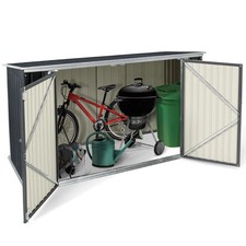 Abri de jardin en métal verrouillable multi-rangement pour stockage vélos, outil
