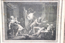 Ancienne gravure XVIIIe encadrée. "La ruse de l'amour"