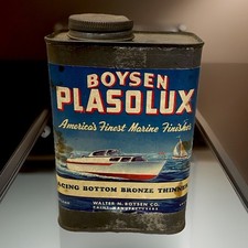 Boysen Plasolux Bronze Thinner Advertising Paper Label Tin 1QT Marine Boat