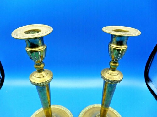 Paire bougeoirs bronze - bougeoirs, en