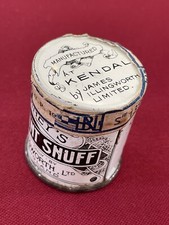 Antique PEPPERMINT SNUFF KENDAL Meta Tobacco Box Never Opened Very Old