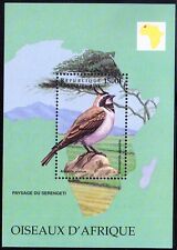 Central Africa 1999 MNH MS, Aloutte Cornue, Horned Lark, Birds, Map
