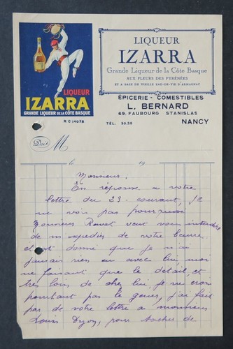 Facture liqueur izarra - izarra, bernard
