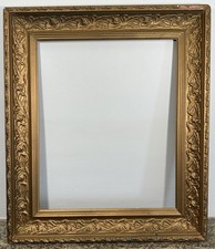 Antique 8F Gold Carved Frame with Foliage Decorations: 47x38cm View: 45x36.5cm