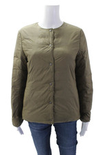 Muji Womens Button Front Long Sleeve Down Quilted Jacket Brown Size Small