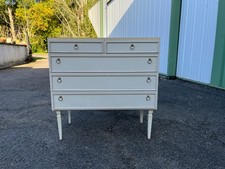 Commode vintage blanche à 5 tiroirs