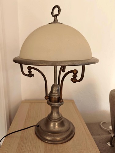 Ancienne lampe étain verre - ancienne,