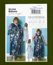 Woman's Nightgown, Robe & Belt Sewing Pattern (Plus Sizes XXL-6X) Butterick 6300