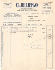 1937 FOURNITURES POUR AUTOMOBILES MATERIEL POUR GARAGE C JULLIEN A DIJON -
