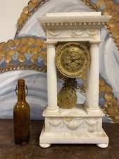 55cm Large Empire Alabaster Marble Golden Bronze 19th Napoleon III Antique Pendulum