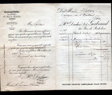 PARIS (I°) MILITARY UNIFORMS "GERBEAUD / DUCHER Succ." Letter + Invoice 1902