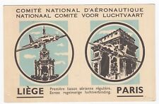 Belgium Old Postcard Sabena First Flight Liege Paris 1947