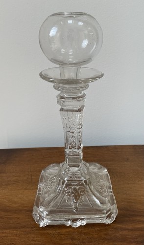 Ancien bougeoir verre moulé - verre,