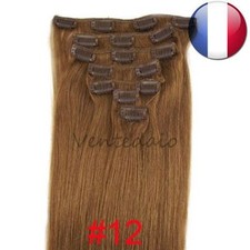 EXTENSIONS DE CHEVEUX A CLIPS 100% NATURELS REMY HAIR 53CM CHATAIN CARAMEL #12