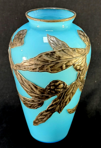 Art nouveau style blue glass - blue,