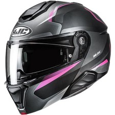 Casque de Moto M - HJC i91 Felio - Touring Casque Modulable Noir-Rose Mat