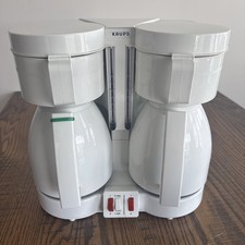 Vintage Krups Coffee Maker Duo Type 270 Dual Drip Machine Double Carafe White
