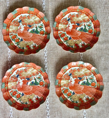 Vtg arita imari red peacock - red,