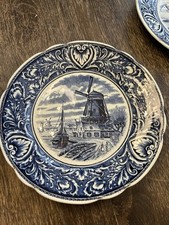 Delfts by Boch Belgium Royal Sphinx Wall Plate - Windmill Sailboats Ships