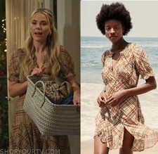 Doen Femmes Mira Soie Tomate Emmeline Plaid Imprimé Ruche à Smocks Mini Robe S